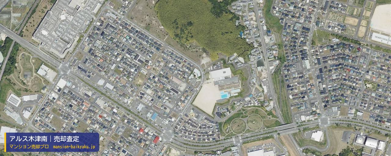 アルス木津南の売却査定・買取価格｜木津川市州見台（マンション売却プロ作成の航空写真（町の中心））