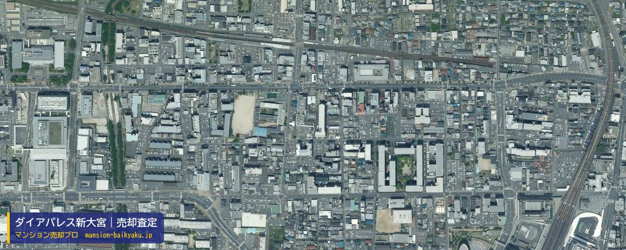 ダイアパレス新大宮の売却査定・買取価格｜奈良市大宮町（マンション売却プロ作成の航空写真（町の中心））