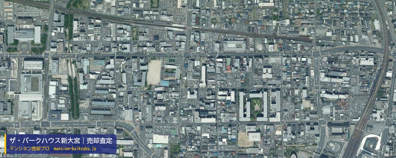 ザ・パークハウス新大宮の売却査定・買取価格｜奈良市大宮町（マンション売却プロ作成の航空写真（町の中心））