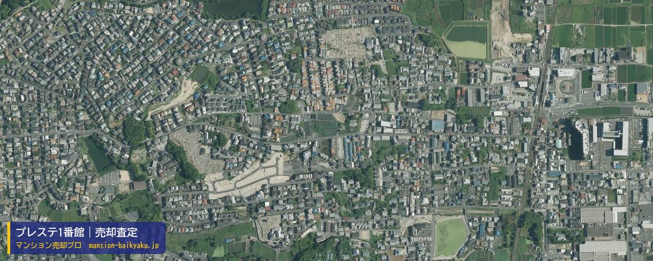 プレステ1番館の売却査定・買取価格｜大和郡山市九条町（マンション売却プロ作成の航空写真（町の中心））