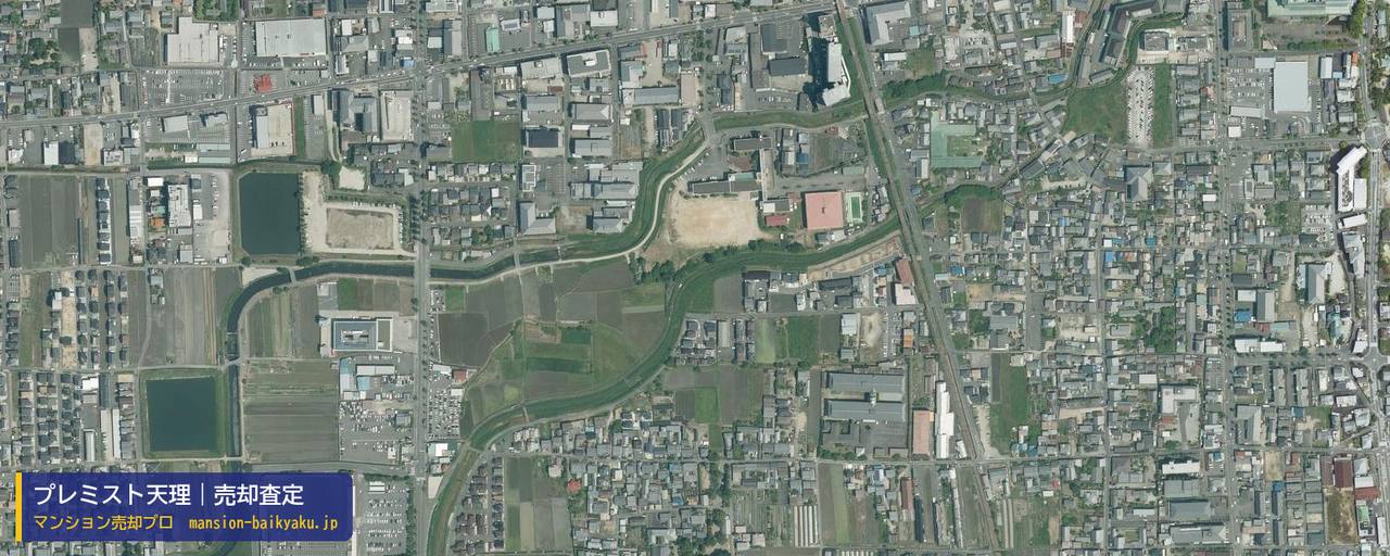 プレミスト天理の売却査定・買取価格｜天理市丹波市町（マンション売却プロ作成の航空写真（町の中心））