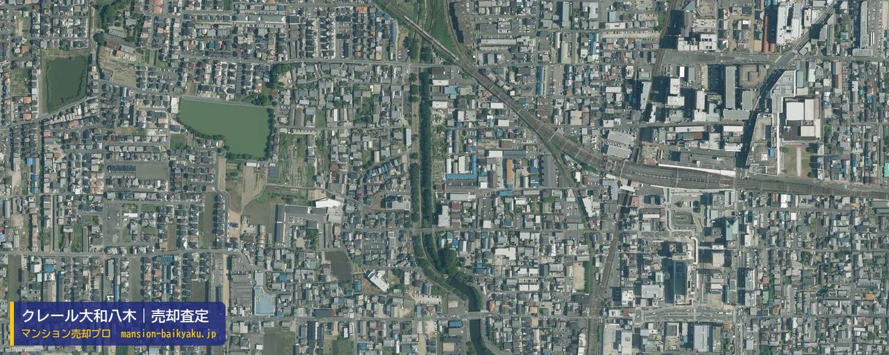 クレール大和八木の売却査定・買取価格｜橿原市内膳町（マンション売却プロ作成の航空写真（町の中心））