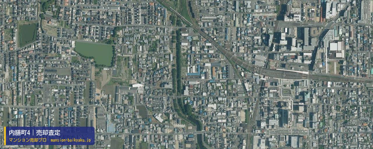 内膳町4の売却査定・買取価格｜橿原市内膳町（マンション売却プロ作成の航空写真（町の中心））