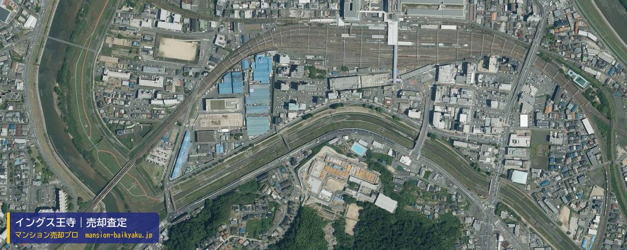イングス王寺の売却査定・買取価格｜北葛城郡王寺町王寺（マンション売却プロ作成の航空写真（町の中心））