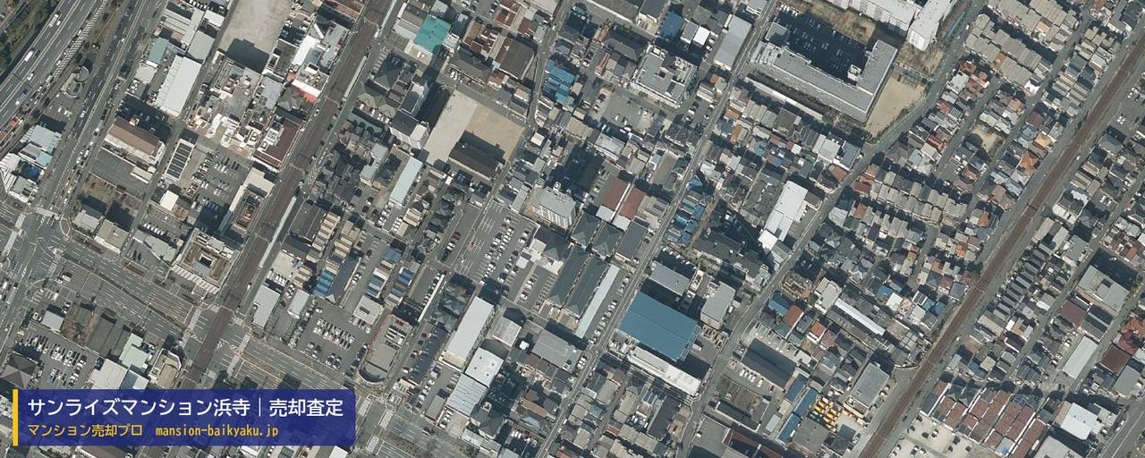 サンライズマンション浜寺の売却査定・買取価格｜堺市堺区柏木町（マンション売却プロ作成の航空写真）