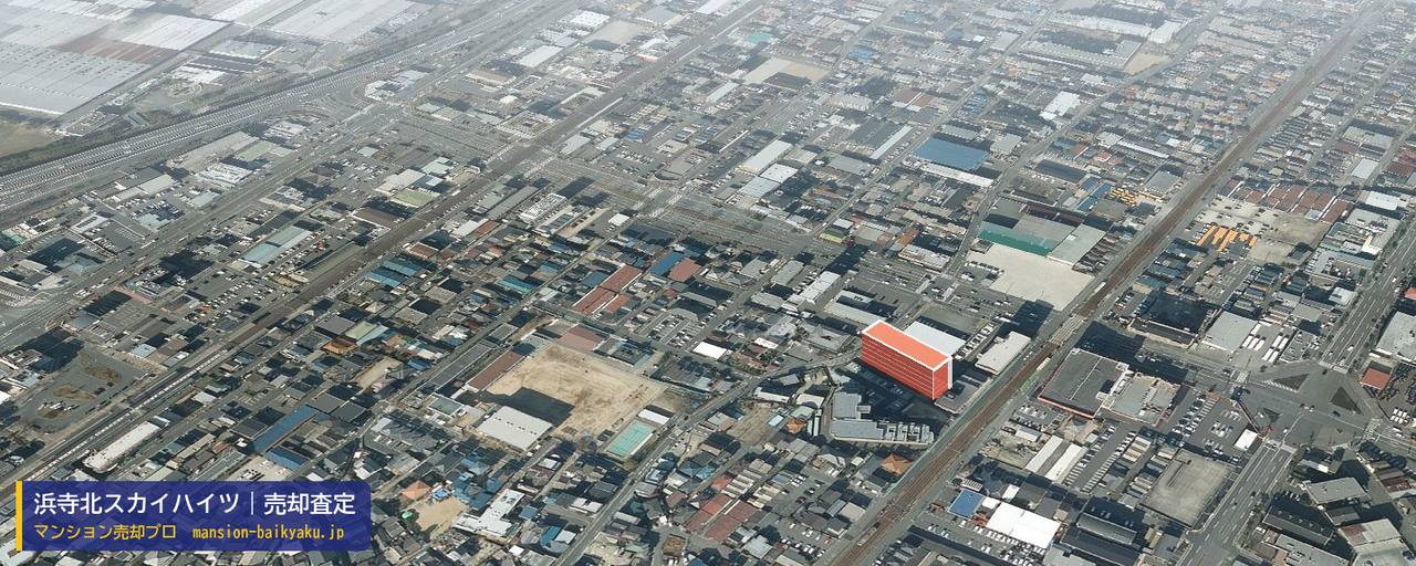 浜寺北スカイハイツの売却査定・買取価格｜堺市西区浜寺石津町中（マンション売却プロ作成の建物を立体で示した航空写真）