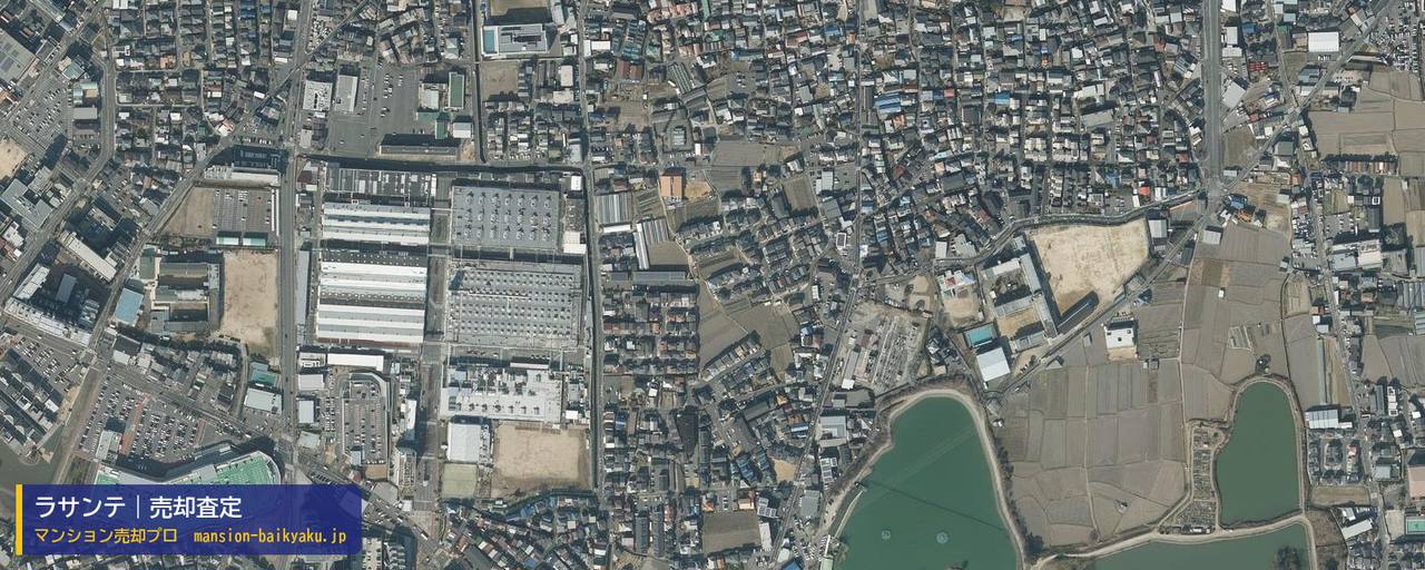 ラサンテの売却査定・買取価格｜堺市北区金岡町（マンション売却プロ作成の航空写真（町の中心））