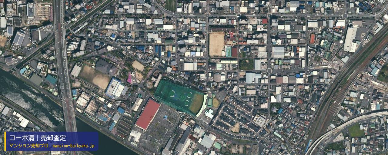 コーポ清の売却査定・買取価格｜吹田市南吹田（マンション売却プロ作成の航空写真（町の中心））