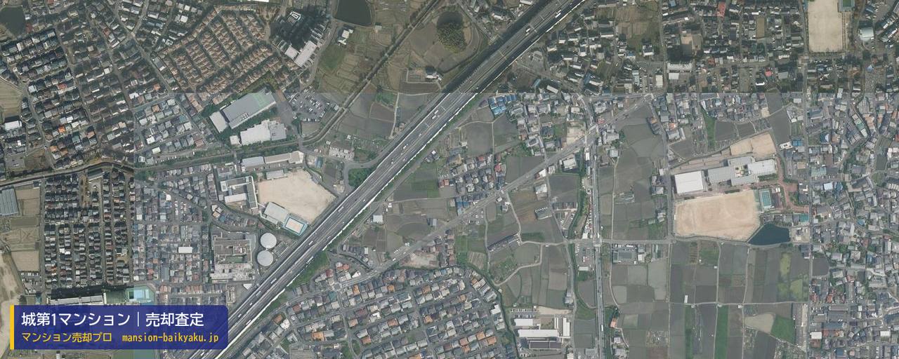 城第1マンションの売却査定・買取価格｜高槻市土室町（マンション売却プロ作成の航空写真（町の中心））