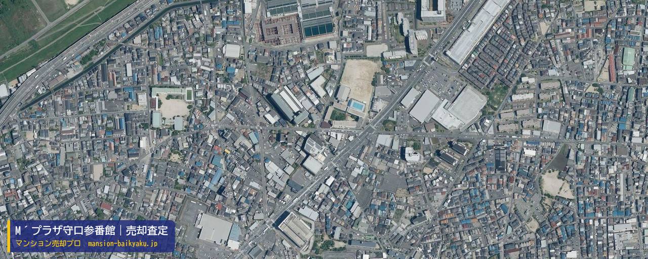 M´プラザ守口参番館の売却査定・買取価格｜守口市佐太東町（マンション売却プロ作成の航空写真（町の中心））