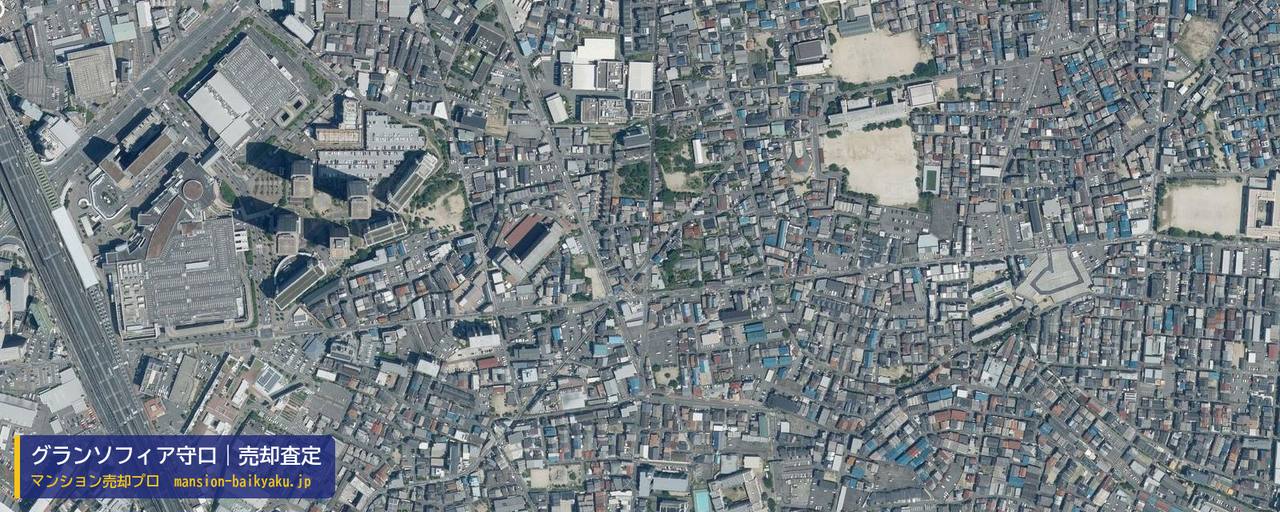 グランソフィア守口の売却査定・買取価格｜守口市梶町（マンション売却プロ作成の航空写真（町の中心））