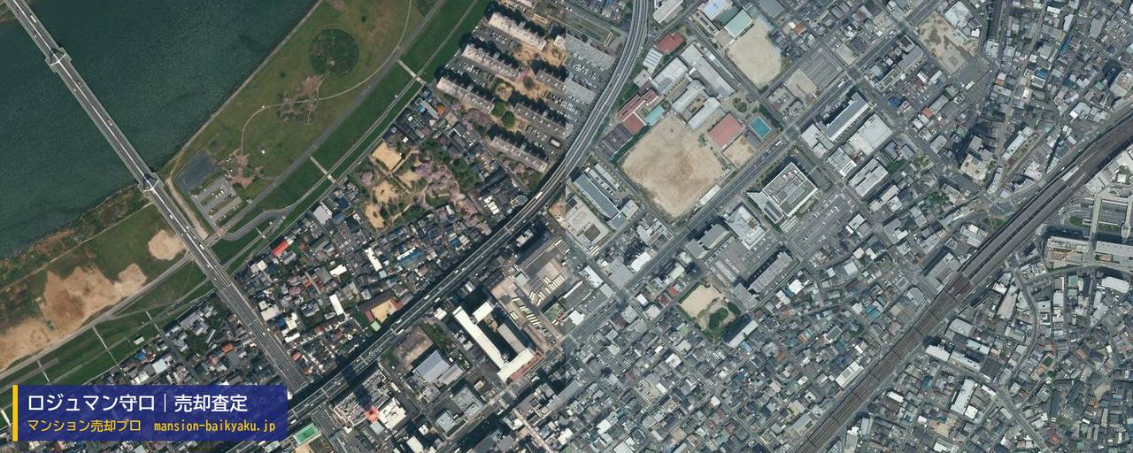 ロジュマン守口の売却査定・買取価格｜守口市豊秀町（マンション売却プロ作成の航空写真（町の中心））