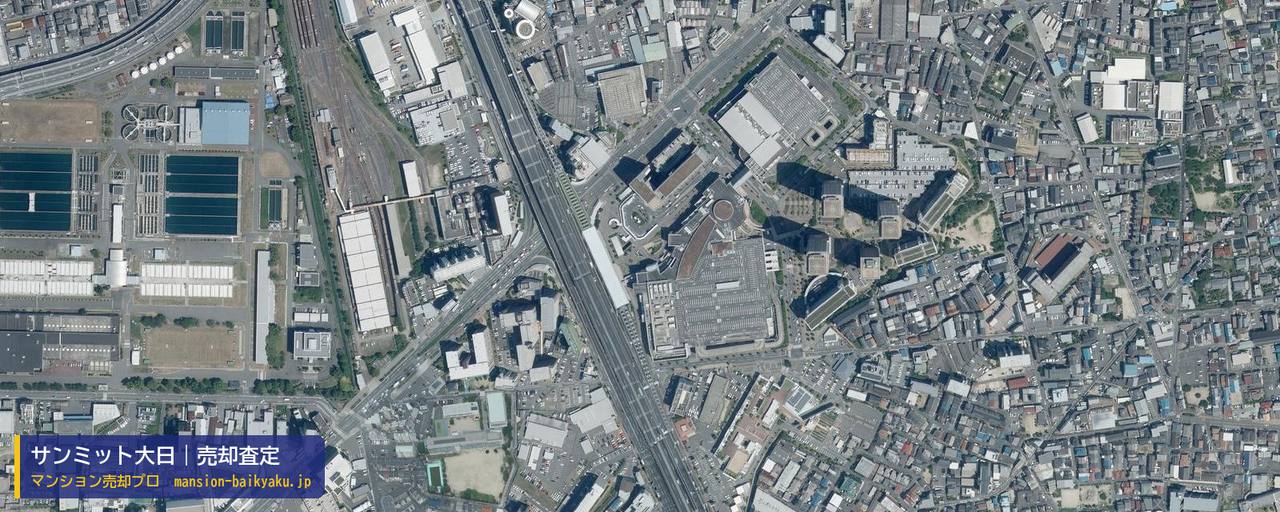 サンミット大日の売却査定・買取価格｜守口市大日東町（マンション売却プロ作成の航空写真（町の中心））