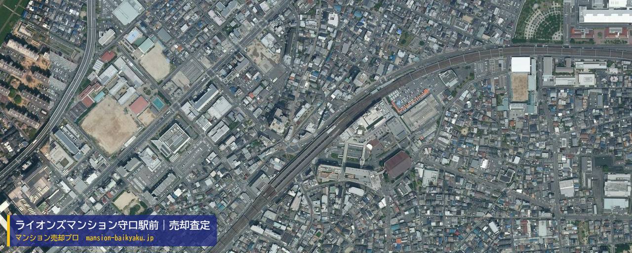 ライオンズマンション守口駅前の売却査定・買取価格｜守口市河原町（マンション売却プロ作成の航空写真（町の中心））