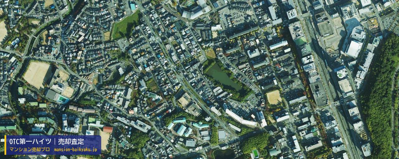 OTC第一ハイツの売却査定・買取価格｜箕面市船場西（マンション売却プロ作成の航空写真（町の中心））