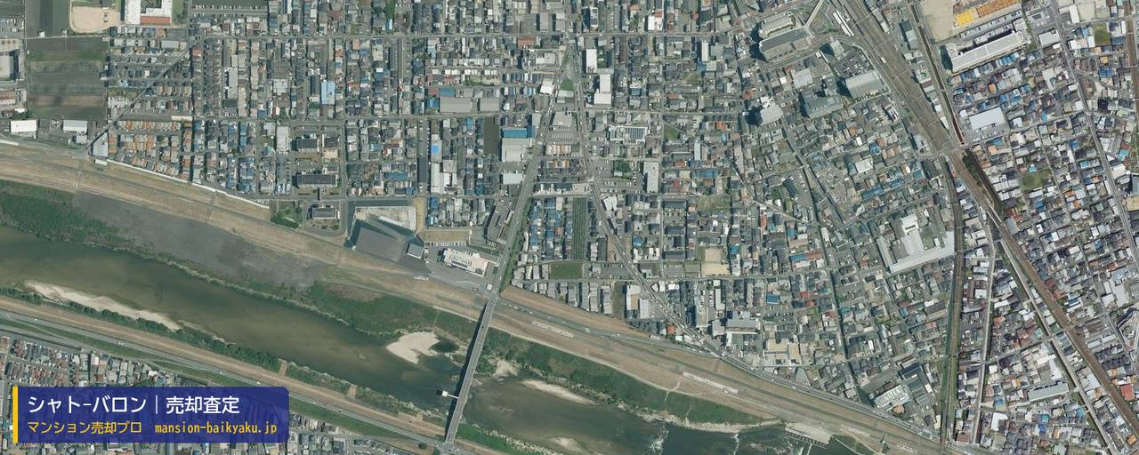 シャト-バロンの売却査定・買取価格｜柏原市古町（マンション売却プロ作成の航空写真（町の中心））