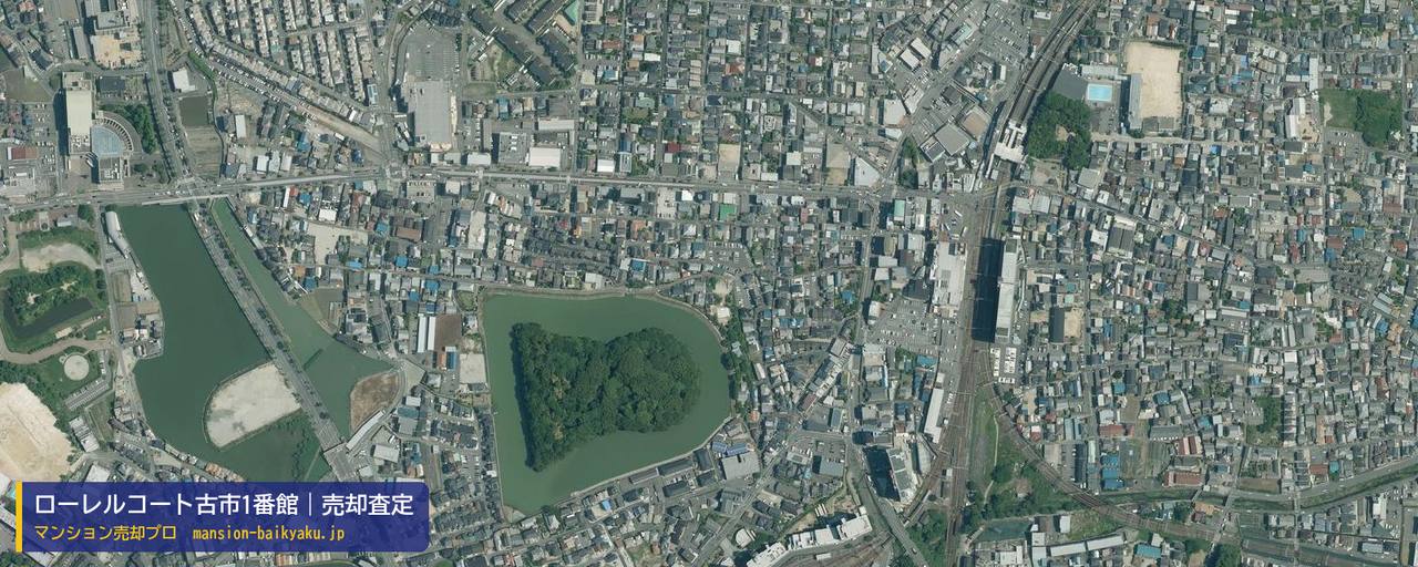 ローレルコート古市1番館の売却査定・買取価格｜羽曳野市栄町（マンション売却プロ作成の航空写真（町の中心））