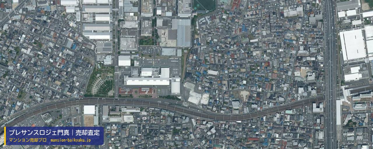 プレサンスロジェ門真の売却査定・買取価格｜門真市元町（マンション売却プロ作成の航空写真（町の中心））