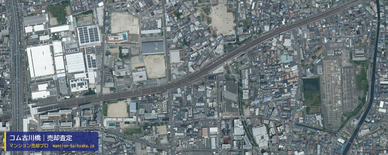 コム古川橋の売却査定・買取価格｜門真市末広町（マンション売却プロ作成の航空写真（町の中心））