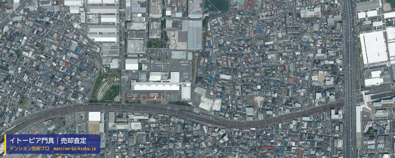 イトーピア門真の売却査定・買取価格｜門真市元町（マンション売却プロ作成の航空写真（町の中心））