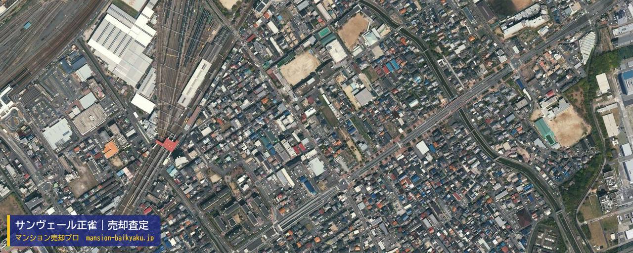 サンヴェール正雀の売却査定・買取価格｜摂津市正雀（マンション売却プロ作成の航空写真（町の中心））