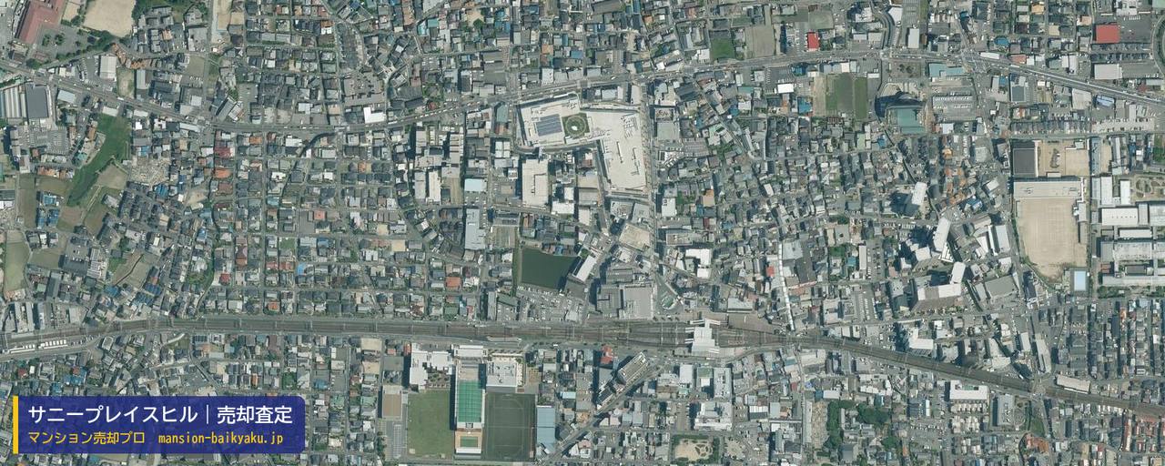 サニープレイスヒルの売却査定・買取価格｜藤井寺市岡（マンション売却プロ作成の航空写真（町の中心））