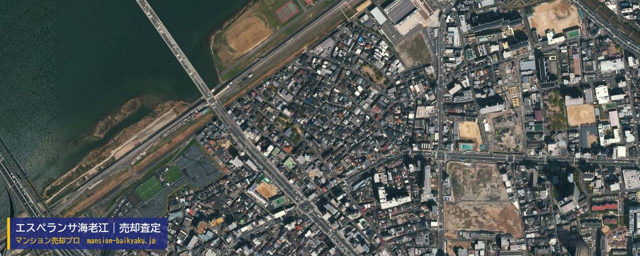 エスペランサ海老江の売却査定・買取価格｜大阪市福島区海老江（マンション売却プロ作成の航空写真（町の中心））