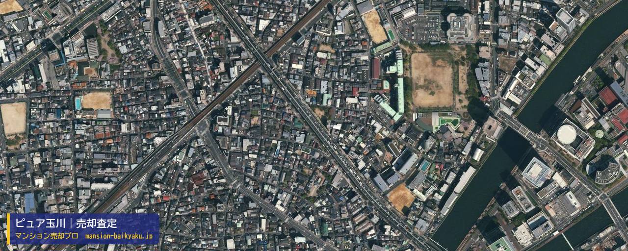 ピュア玉川の売却査定・買取価格｜大阪市福島区玉川（マンション売却プロ作成の航空写真（町の中心））
