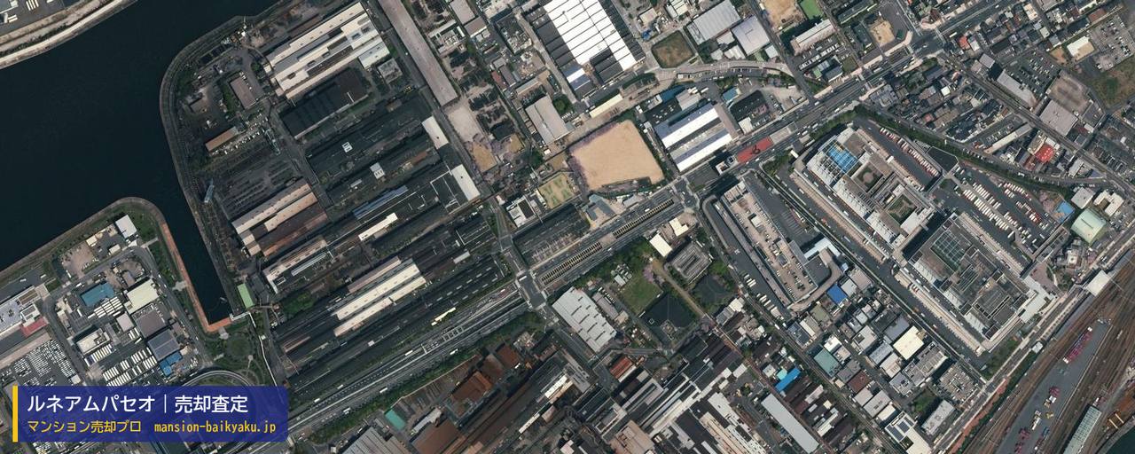 ルネアムパセオの売却査定・買取価格｜大阪市此花区島屋（マンション売却プロ作成の航空写真（町の中心））