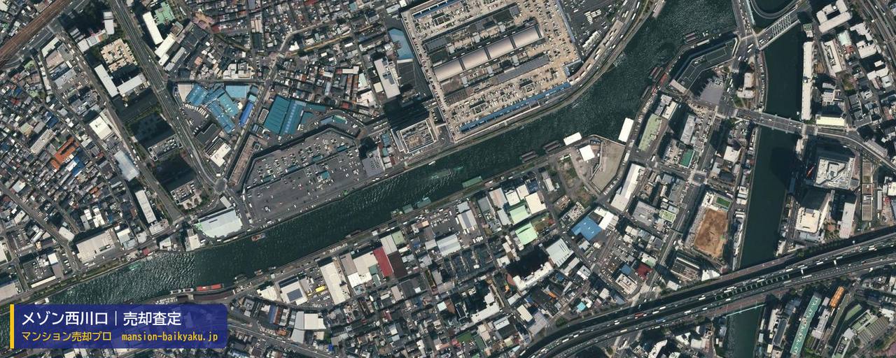 メゾン西川口の売却査定・買取価格｜大阪市西区川口（マンション売却プロ作成の航空写真（町の中心））
